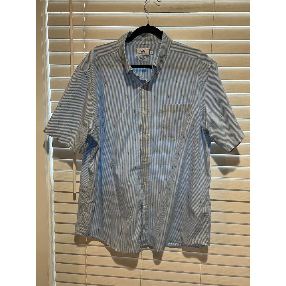 Southern‎ Tide Palm Tree Short Sleeve Button Up Shirt - Size XL